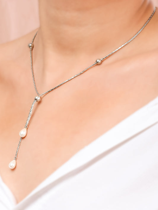 TIMELESS PEARL DROP NECKLACE - SilverCove